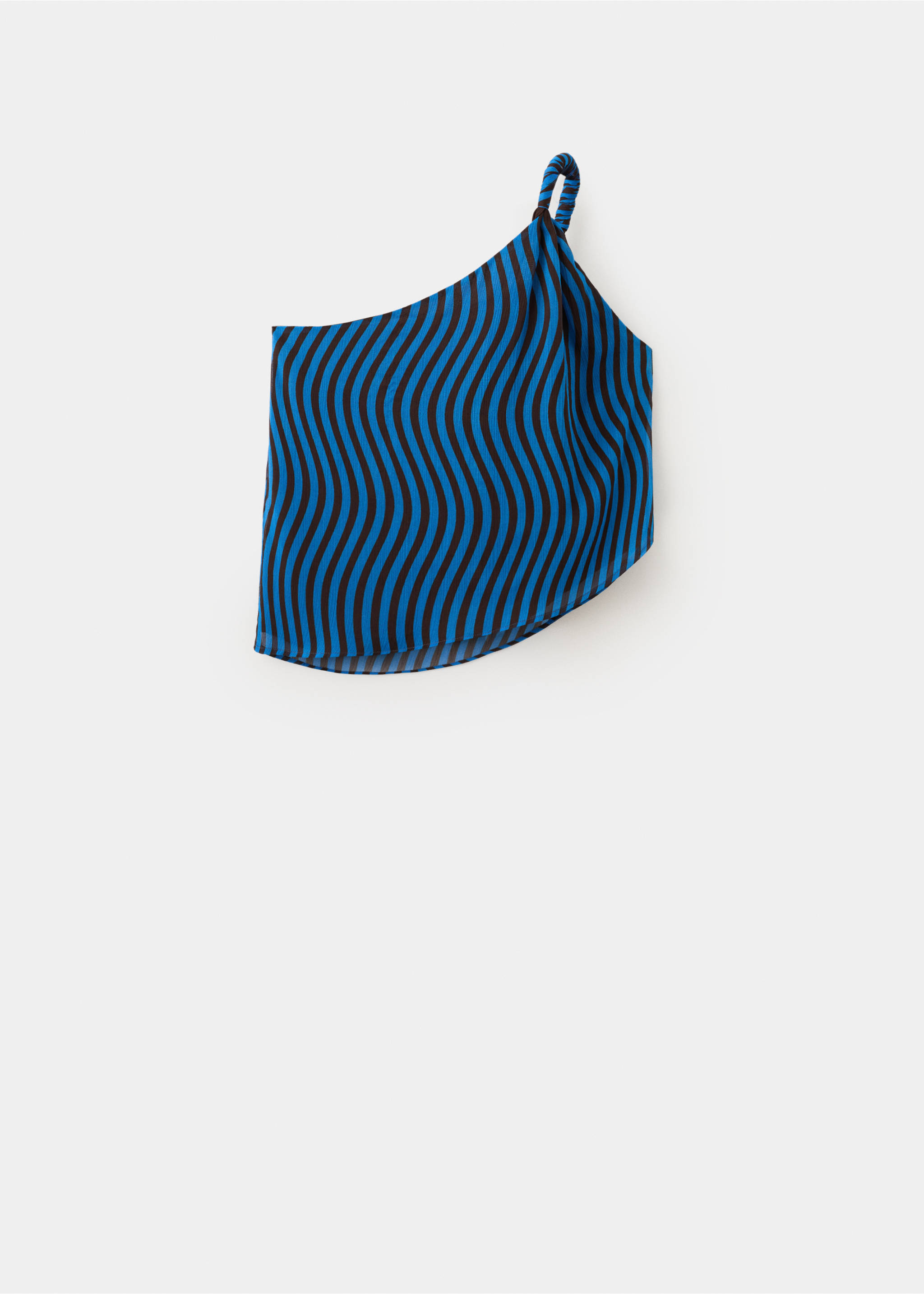 Asymmetric blouse with wave pattern - Article without model, Vibrant blue. Ref: 27086352-00.