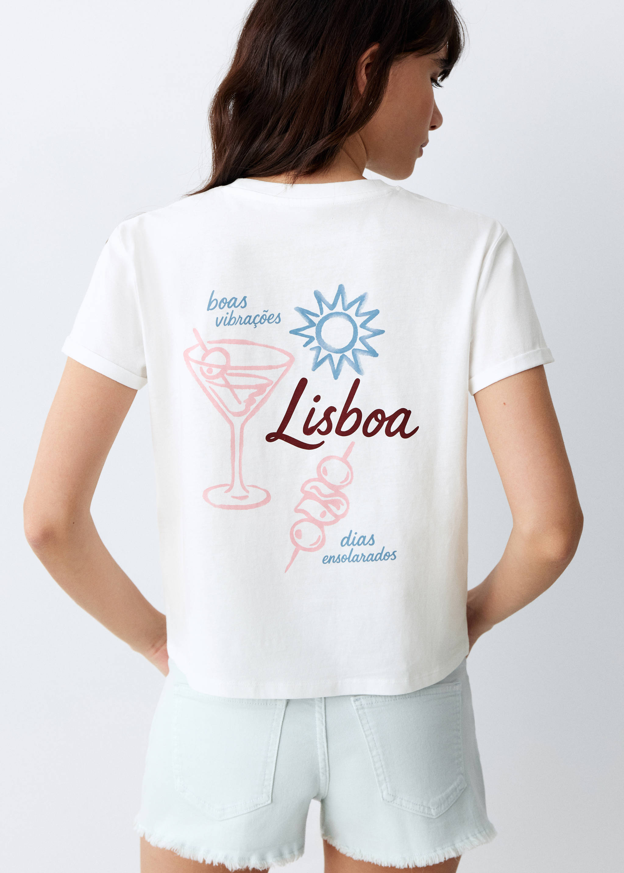 Хлопковая футболка с принтом - Обратная сторона изделия