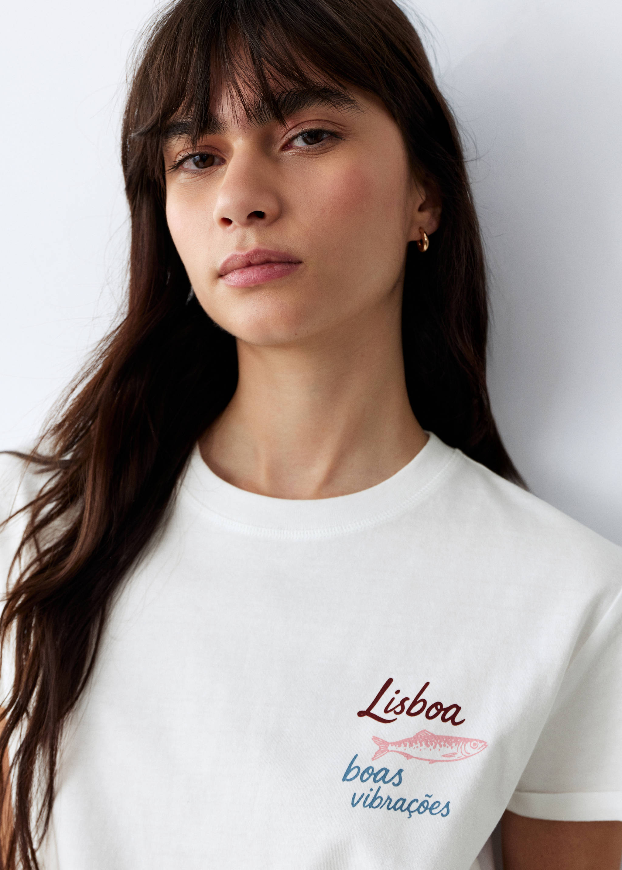 Хлопковая футболка с принтом - Деталь изделия 1