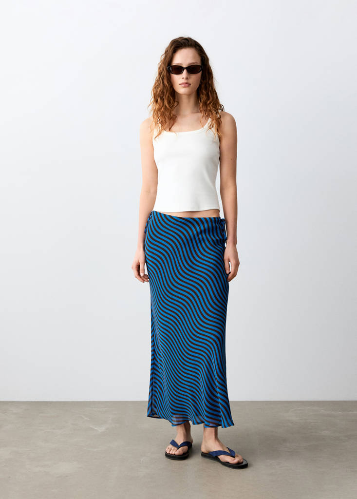 Midi skirt with wave pattern — Vibrant blue