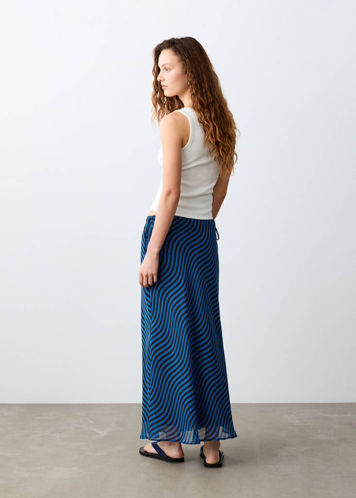 Midi skirt with wave pattern — Vibrant blue
