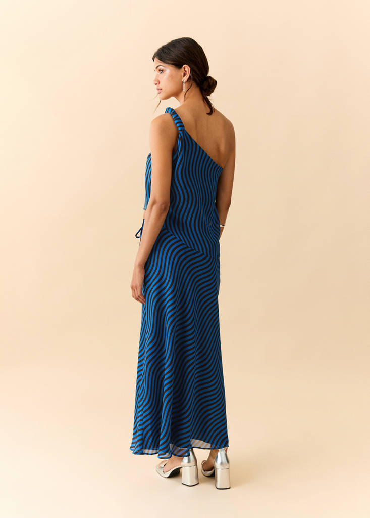 Midi skirt with wave pattern — Vibrant blue