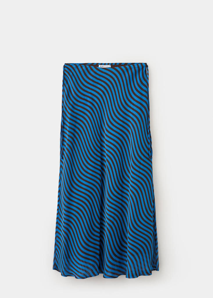 Midi skirt with wave pattern — Vibrant blue