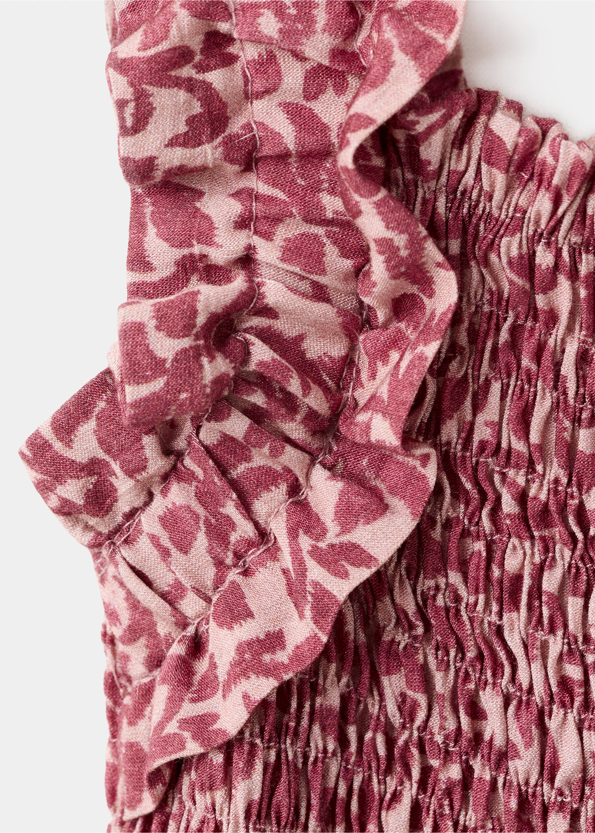 Ruched printed jumpsuit - Details of the article 8, Pink. Ref: 27086356-00.