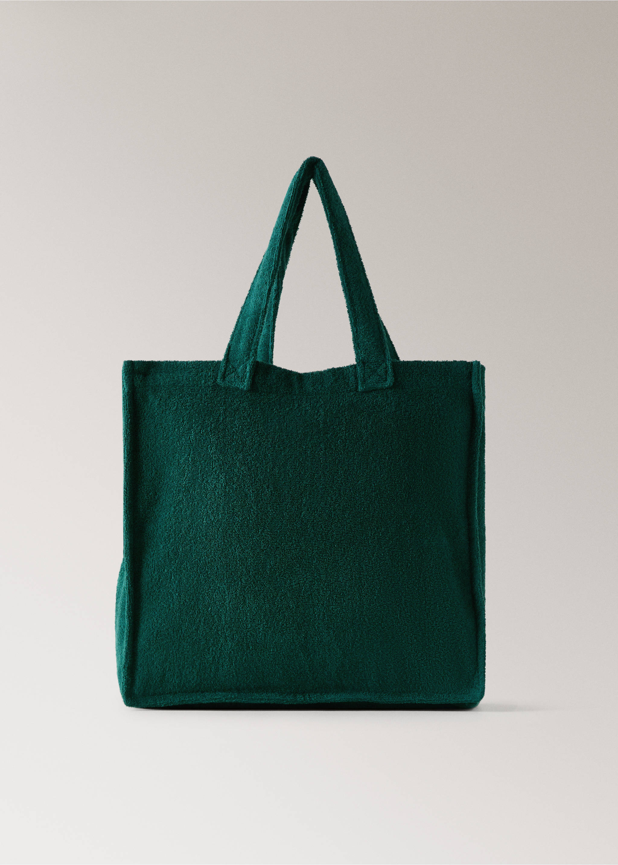 Terry cotton tote bag - Article without model, Forest Green. Ref: 27086357-00.