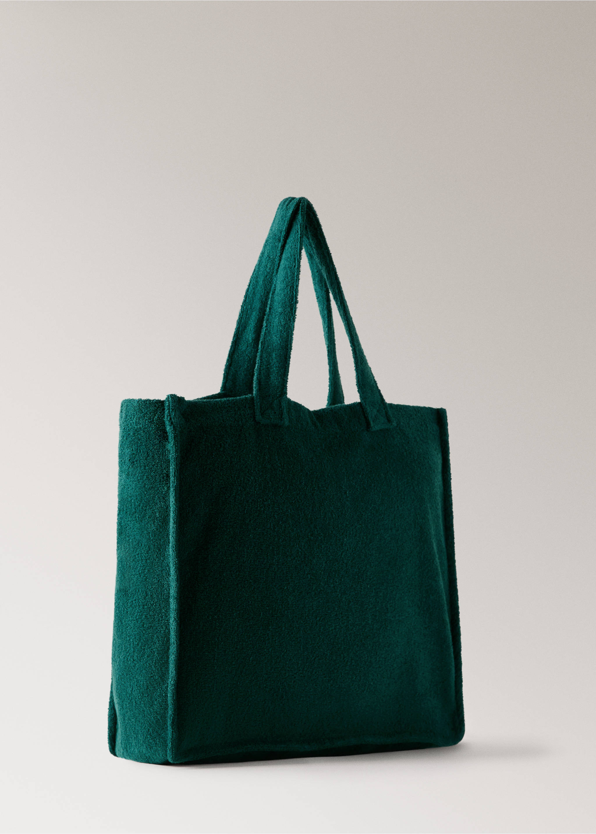 Terry cotton tote bag - Details of the article 1, Forest Green. Ref: 27086357-00.