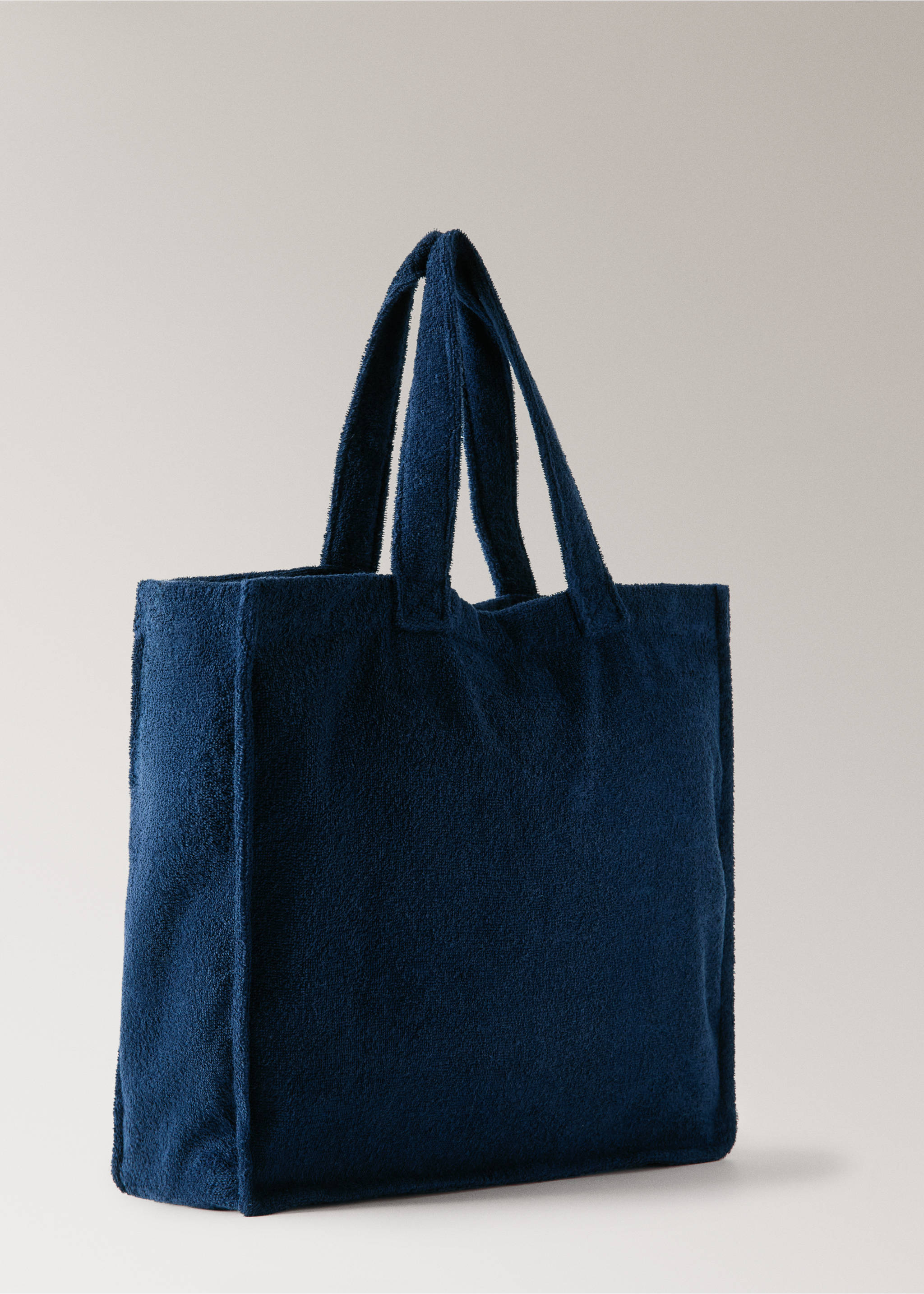 Terry cotton tote bag - Details of the article 1, Navy. Ref: 27086357-00.