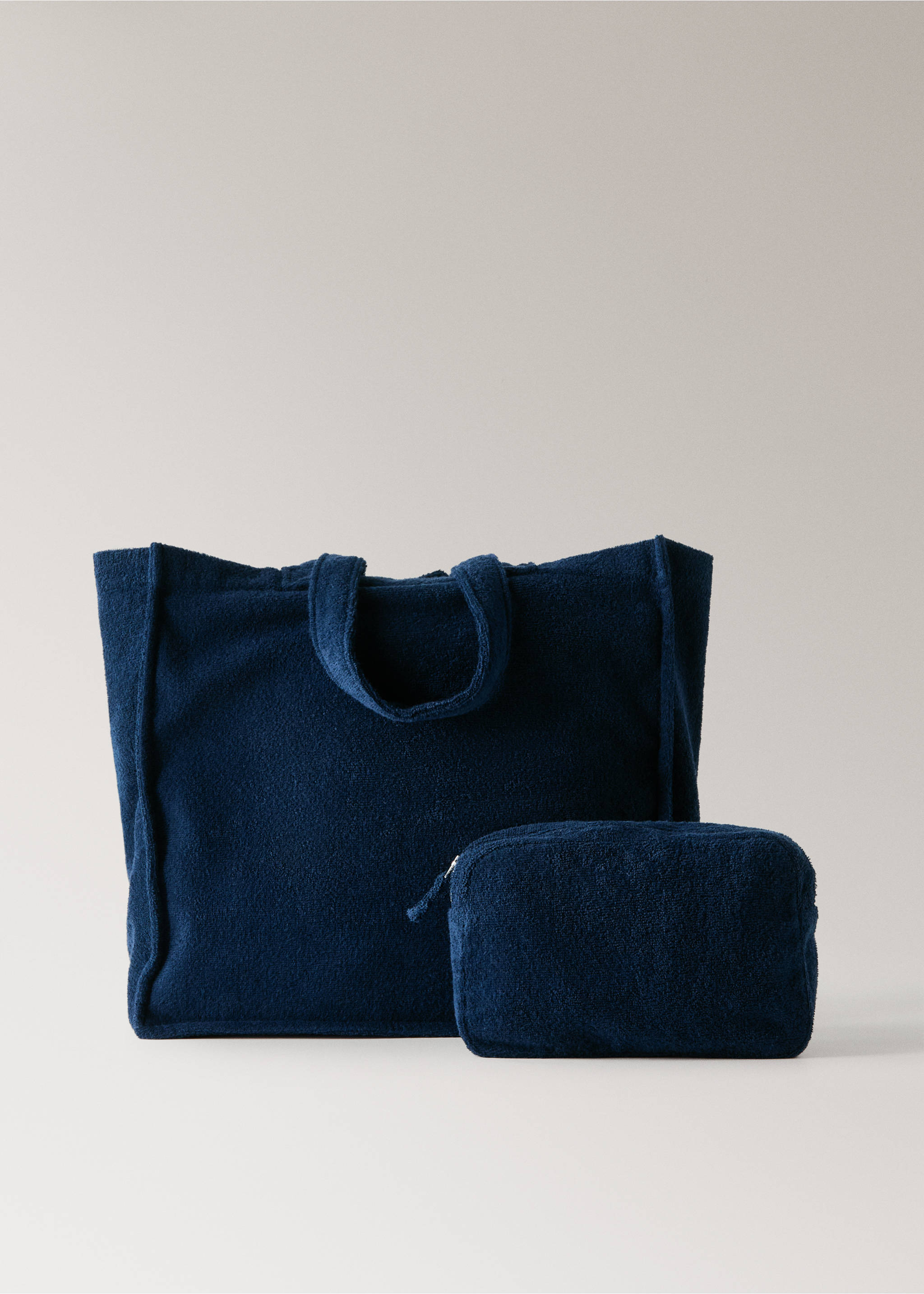 Terry cotton tote bag - Details of the article 3, Navy. Ref: 27086357-00.