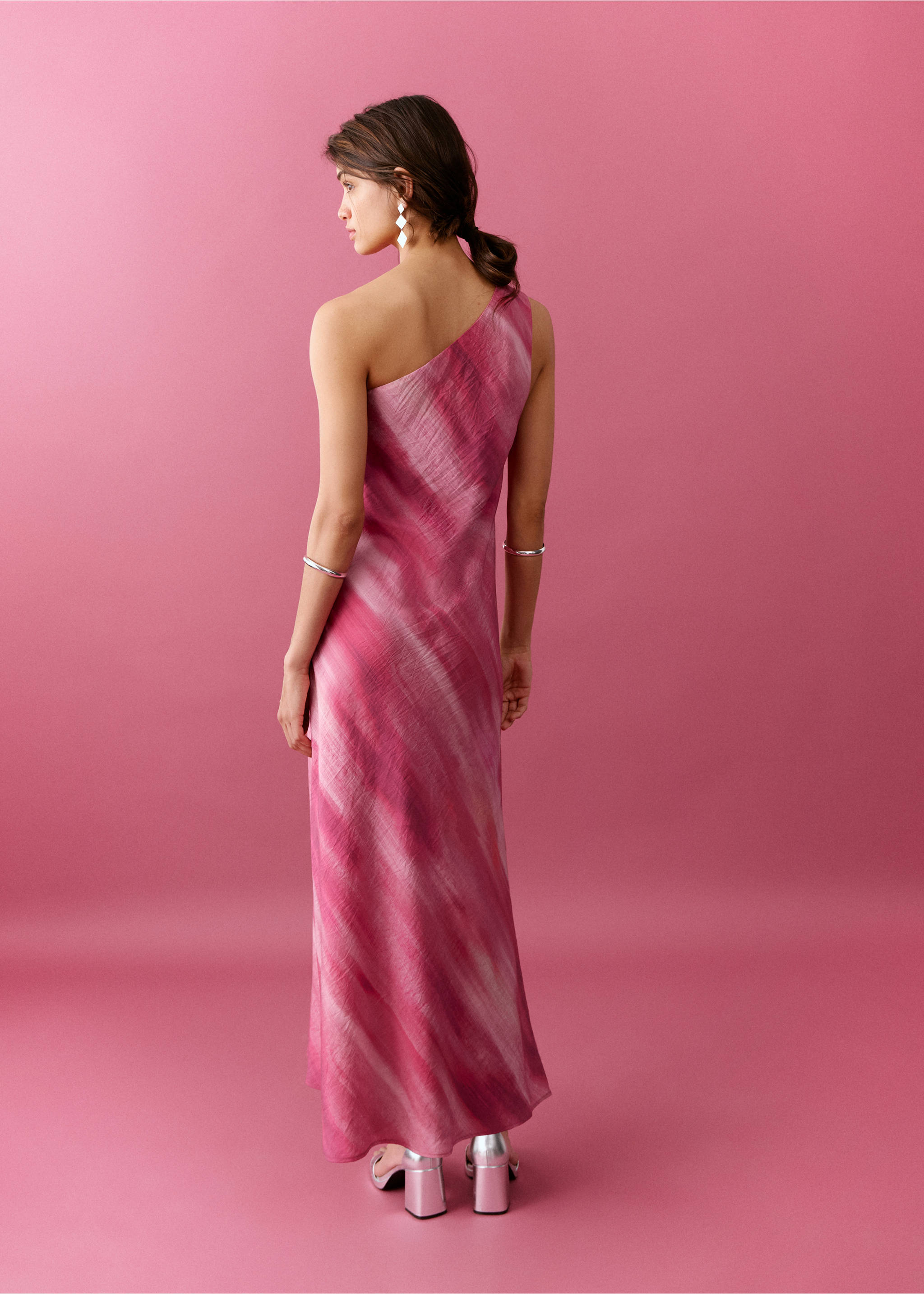 Vestido tie-dye asimétrico - Reverso del artículo, Fucsia. Ref: 27086358-00.