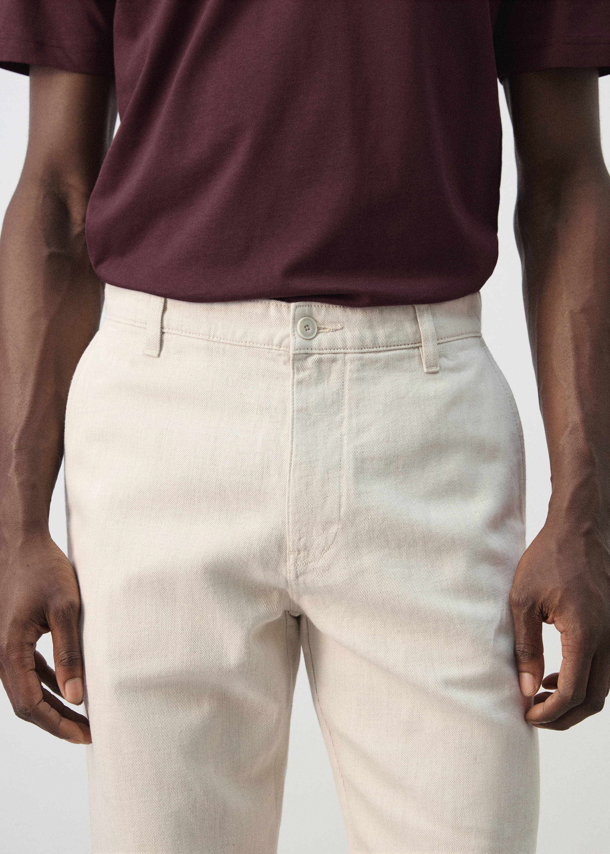 Regular fit cotton-linen blend trousers - Details of the article 1