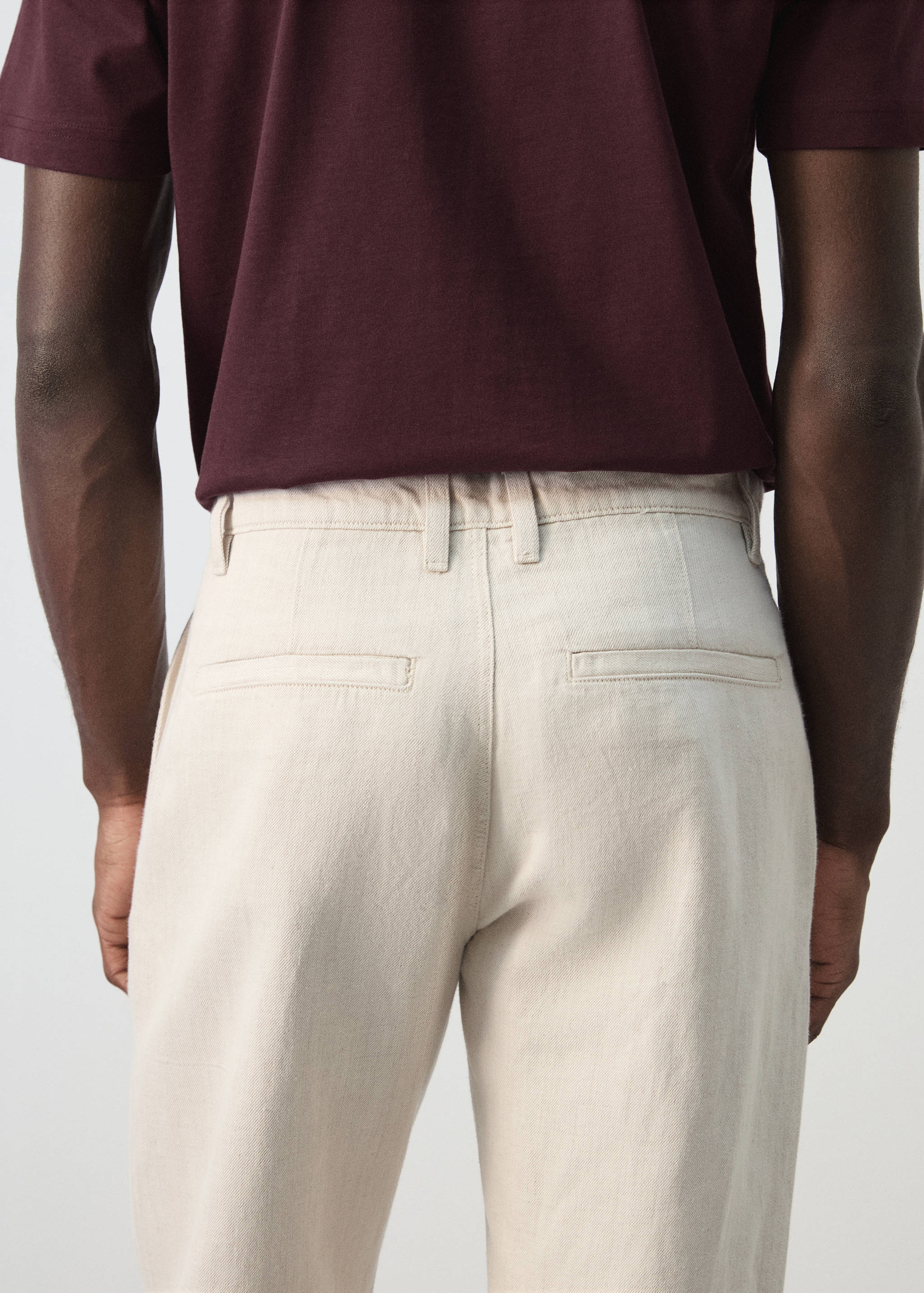 Regular fit cotton-linen blend trousers - Details of the article 6