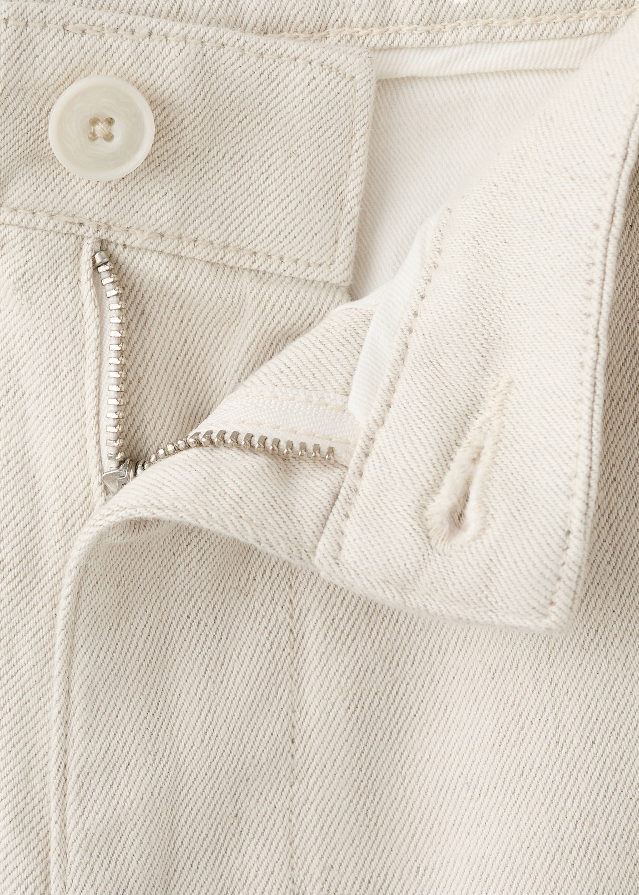 Regular fit cotton-linen blend trousers - Details of the article 8, Ecru. Ref: 27086710-00.