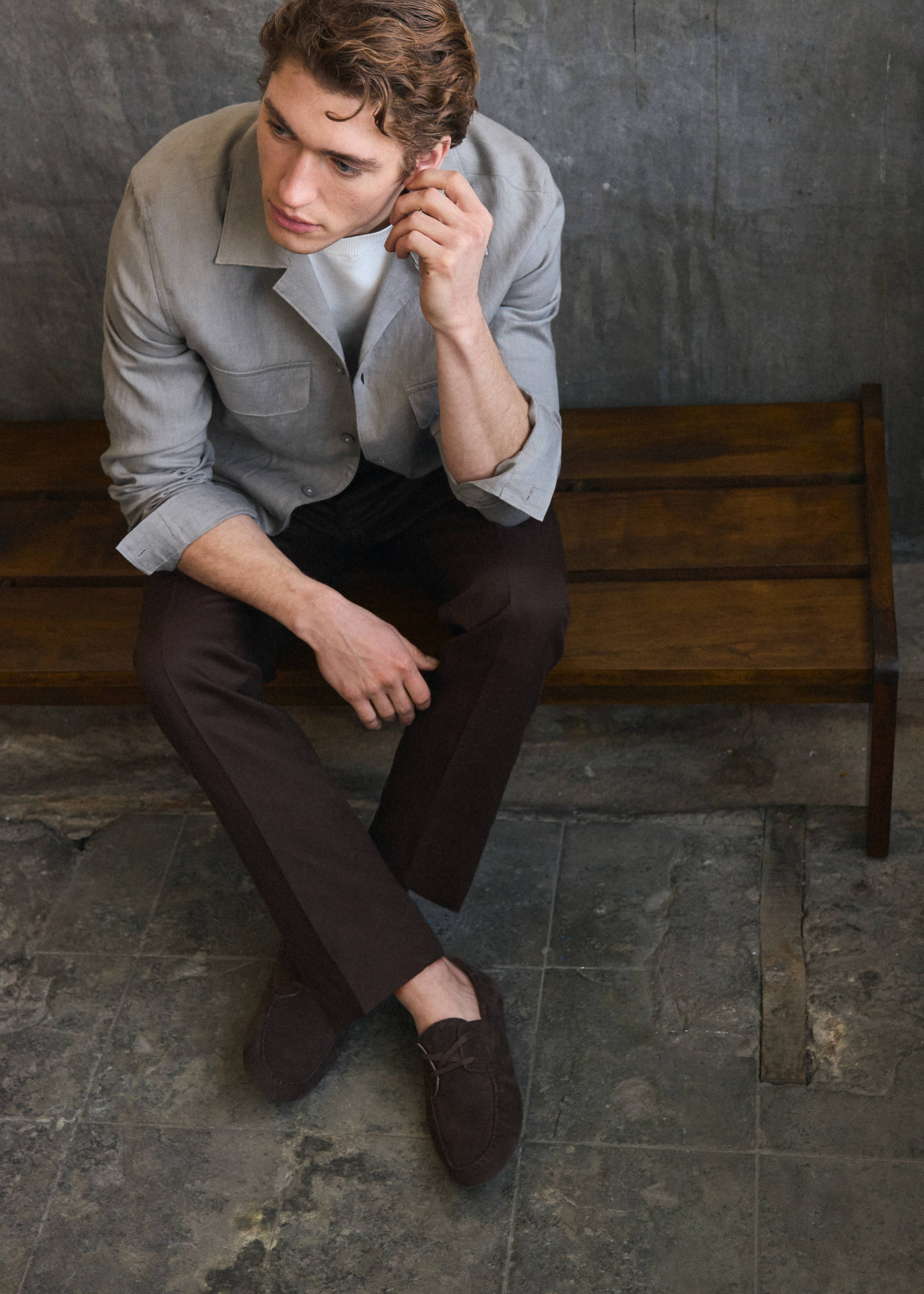 Driver shoe with laces - General plane, Brown. Ref: 27086711-00.