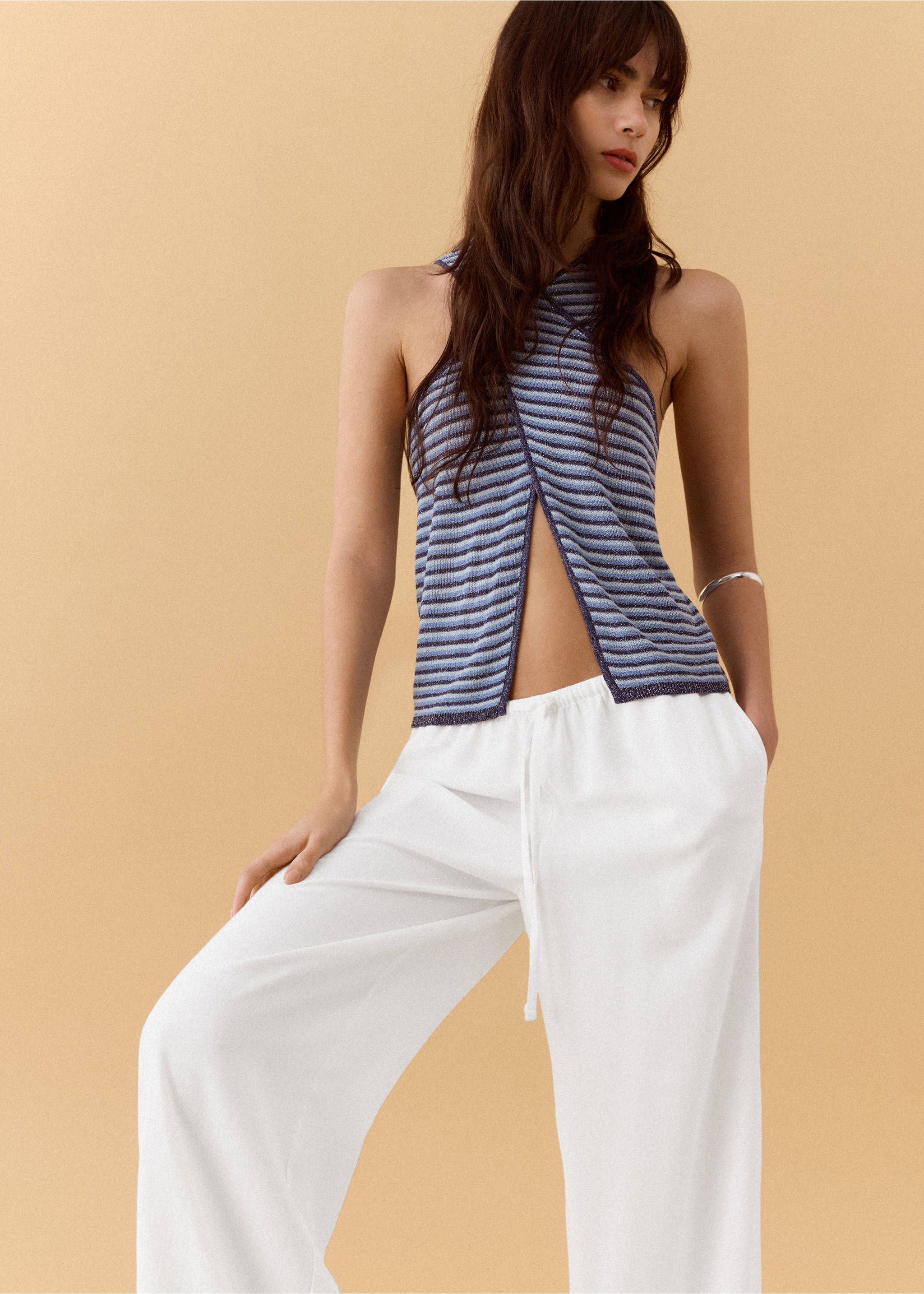 Pantalons rectes fluids - Detall de l'article 4, Blanc trencat. Ref: 27086713-00.