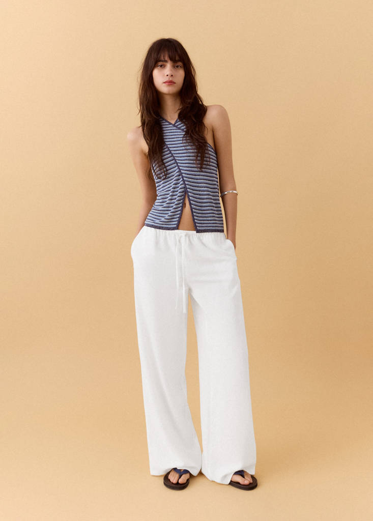 Straight linen-blend trousers — Off White