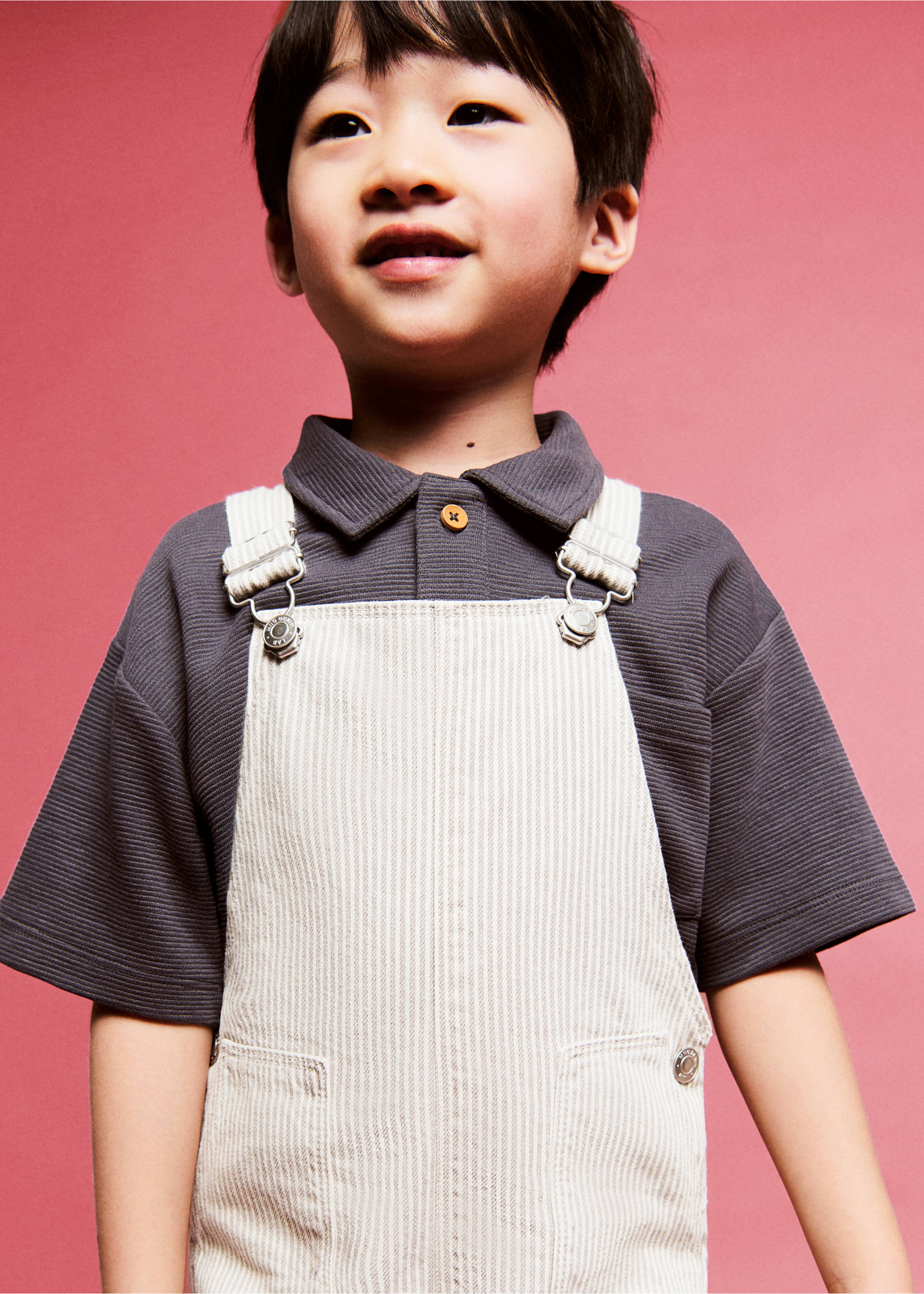 Striped short dungarees - Medium plane, Sand. Ref: 27086715-00.