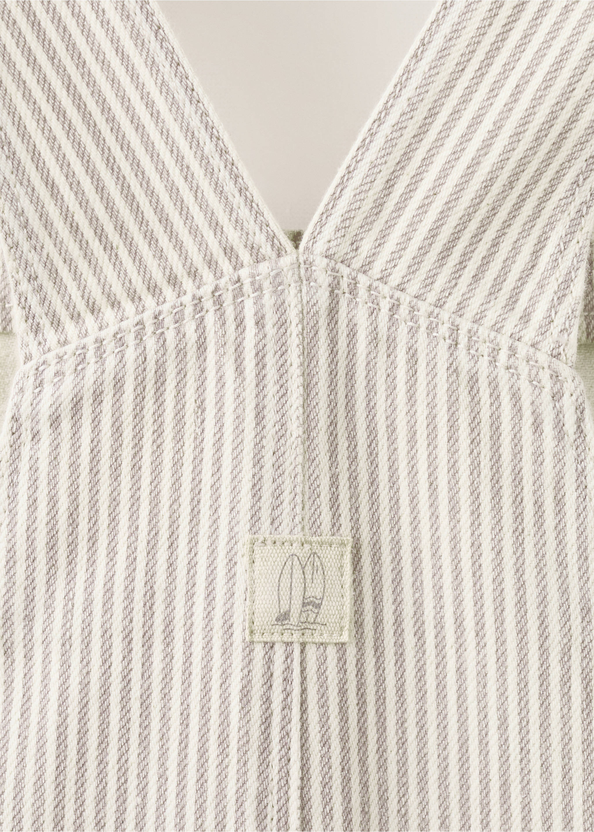 Striped short dungarees - Details of the article 0, Sand. Ref: 27086715-00.