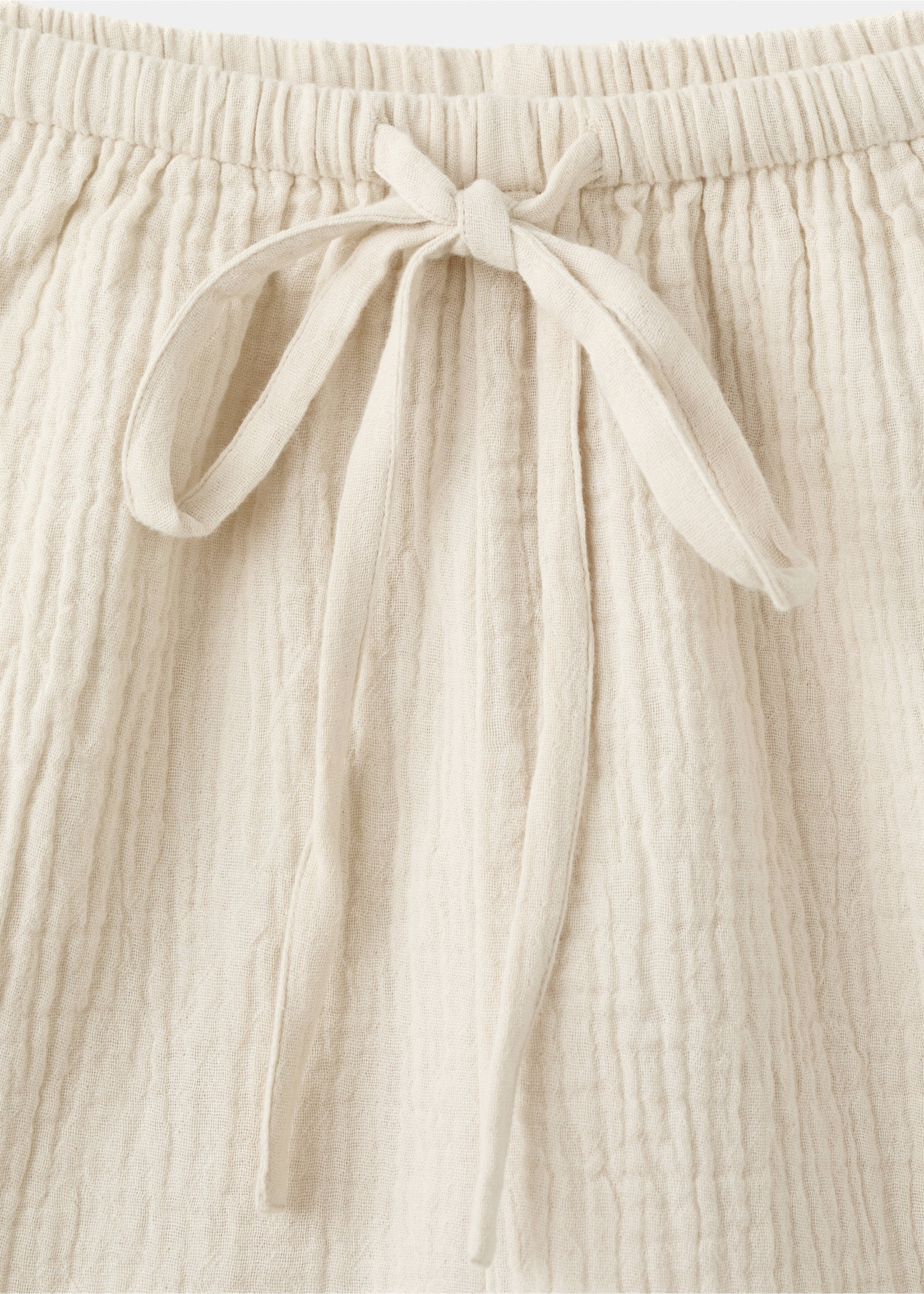 Plain cotton pyjama shorts - Details of the article 8, Ecru. Ref: 27086719-00.