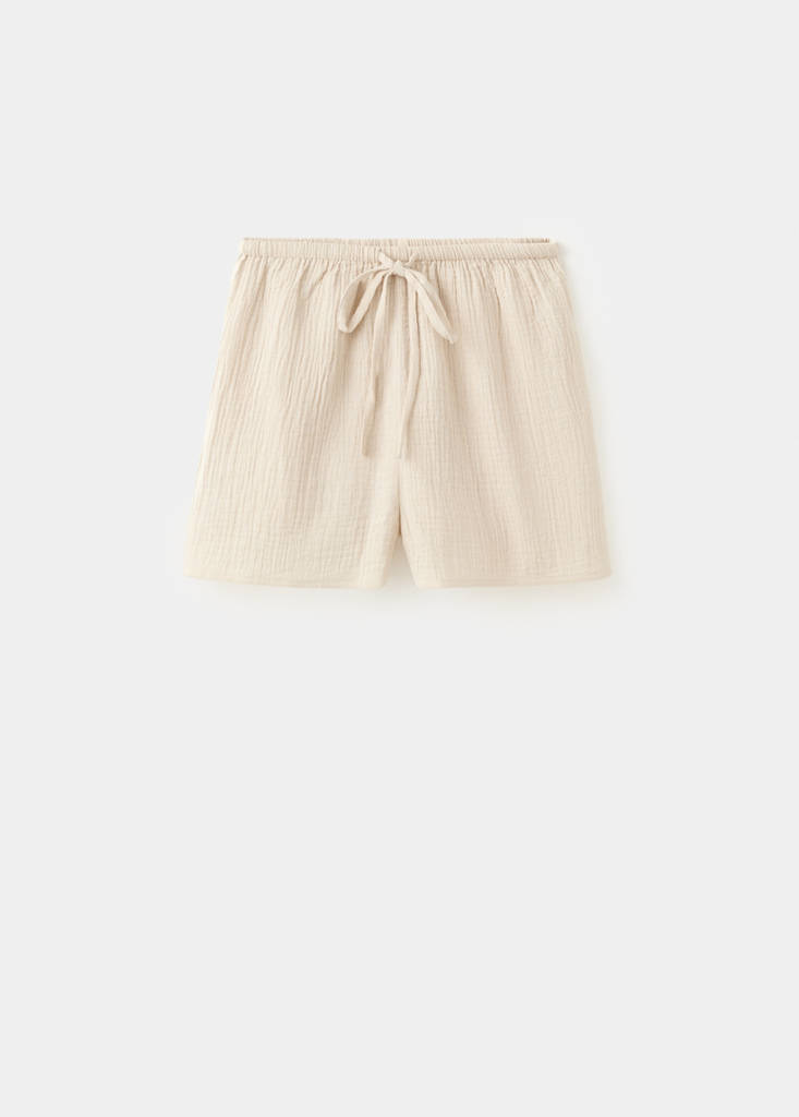 Plain cotton pyjama shorts — Ecru