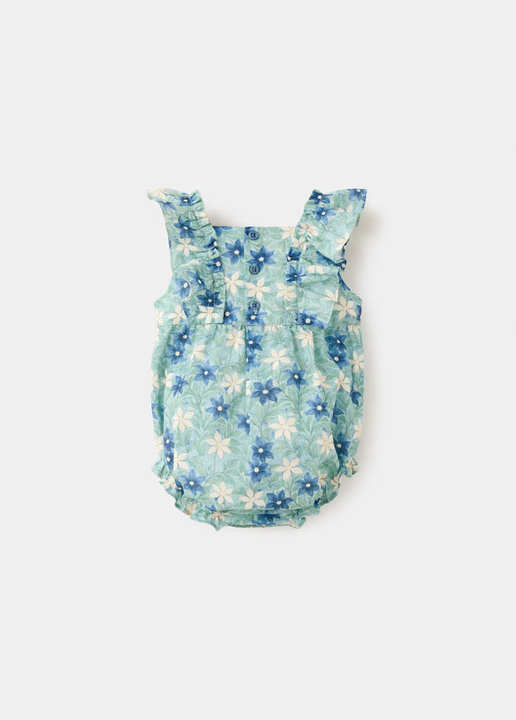 Floral-print romper suit — Green