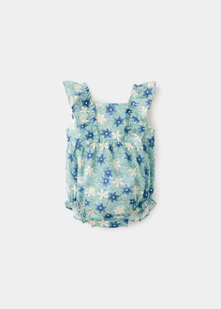 Floral-print romper suit — Green