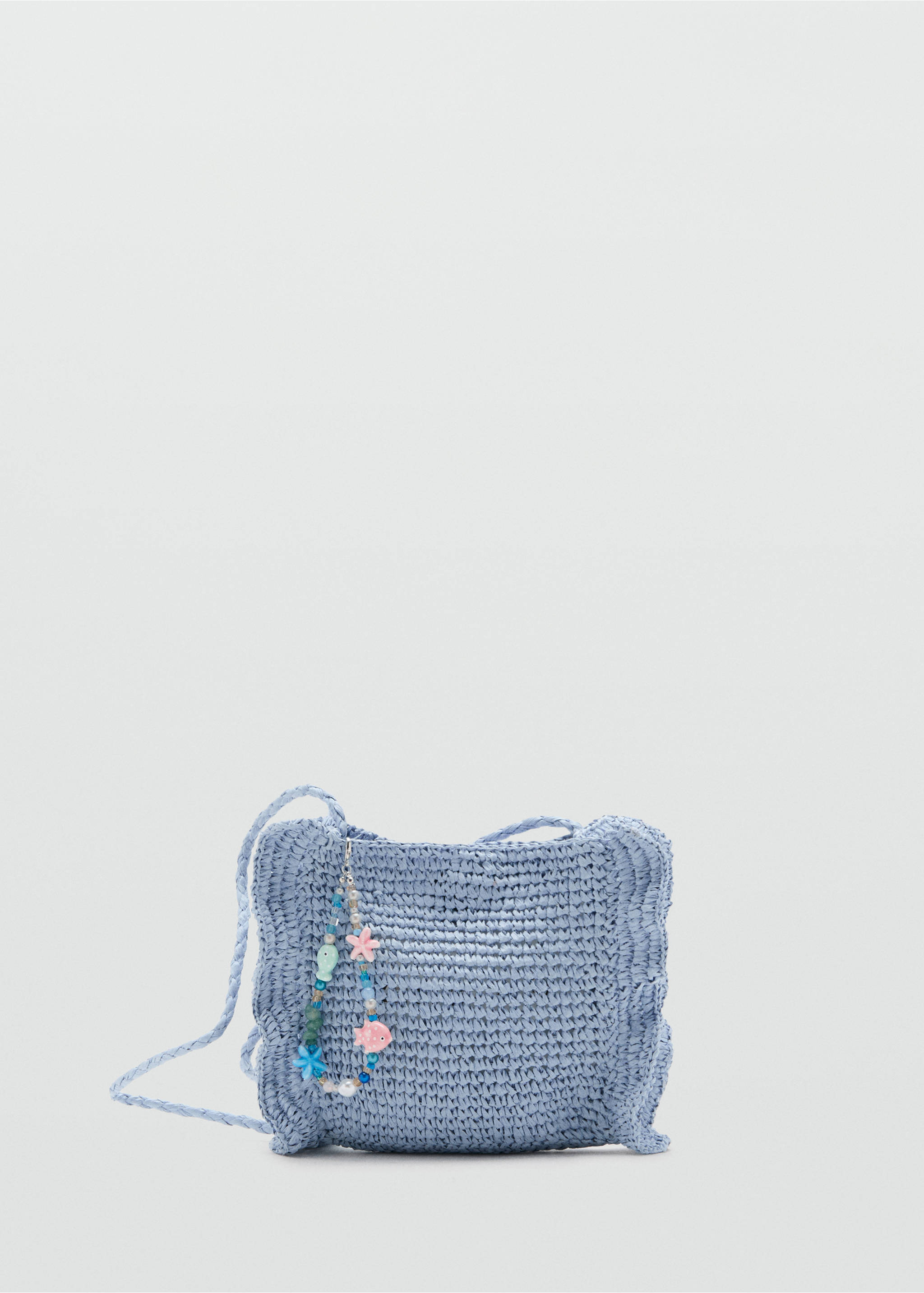 Natural fibre charm handbag - Article without model, Sky Blue. Ref: 27086727-00.
