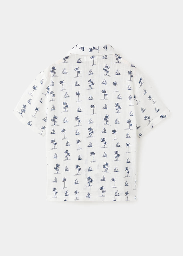 Palm tree print cotton shirt — Off White