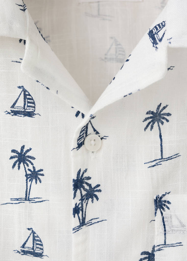 Palm tree print cotton shirt — Off White