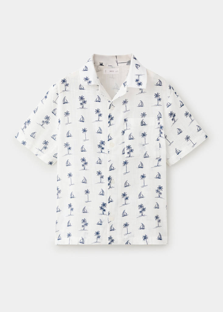 Palm tree print cotton shirt — Off White