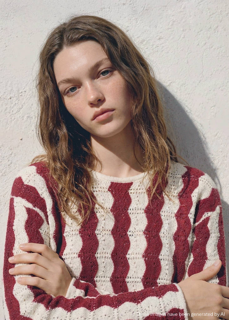 Two-tone openwork knit sweater — Maroon