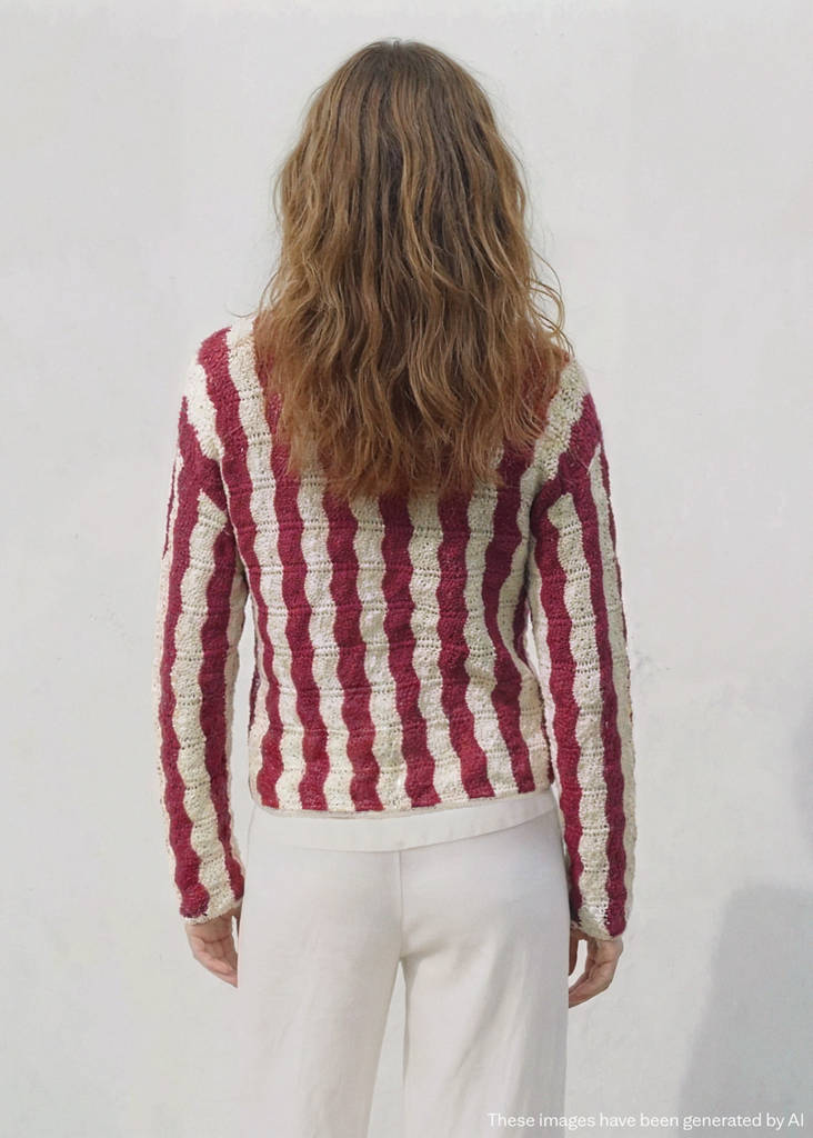 Two-tone openwork knit sweater — Maroon
