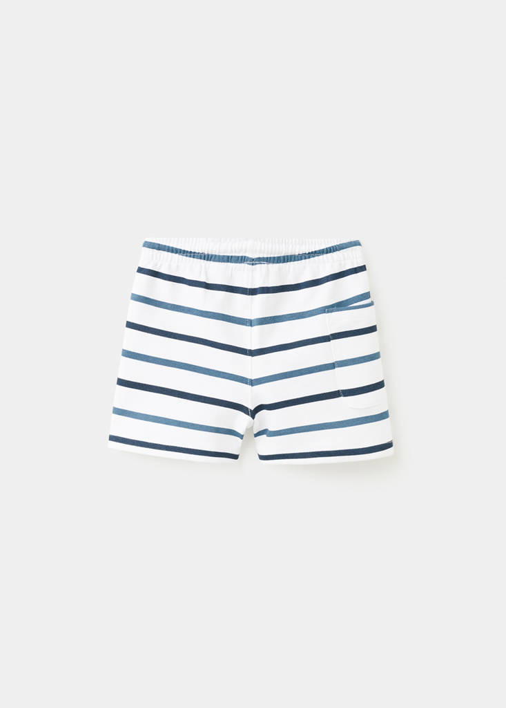 Striped cotton Bermuda shorts — Navy