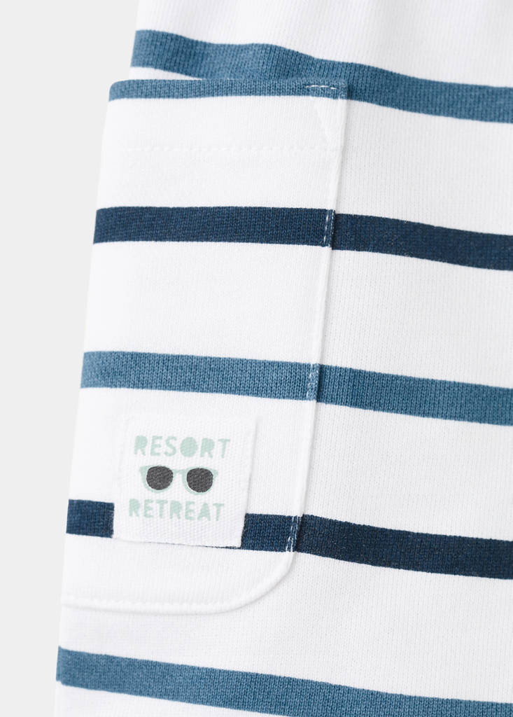 Striped cotton Bermuda shorts — Navy
