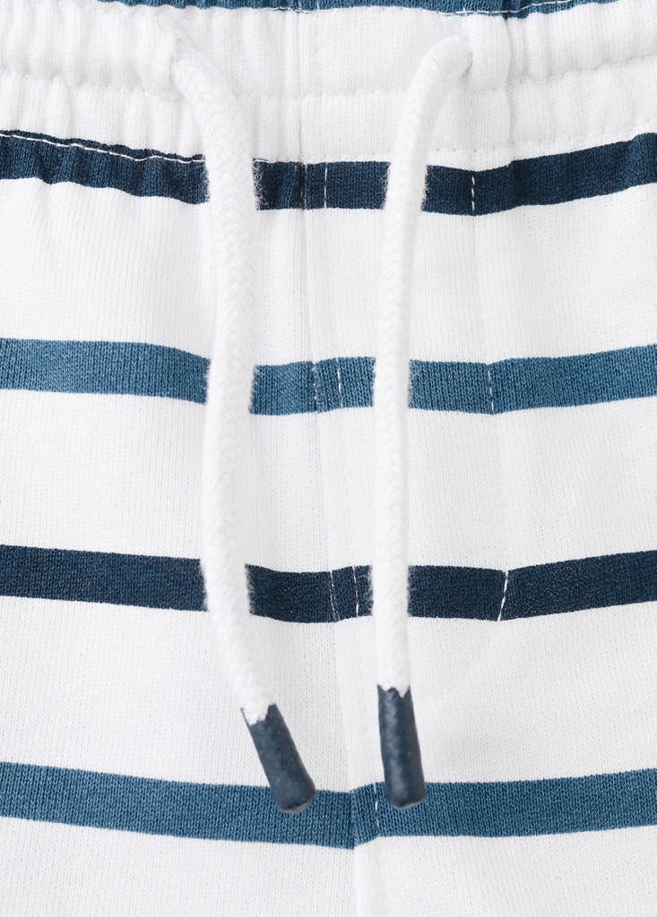 Striped cotton Bermuda shorts — Navy