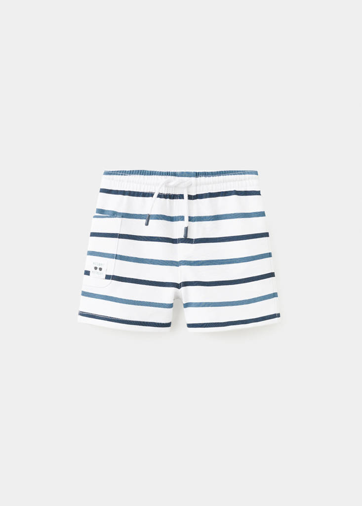 Striped cotton Bermuda shorts — Navy