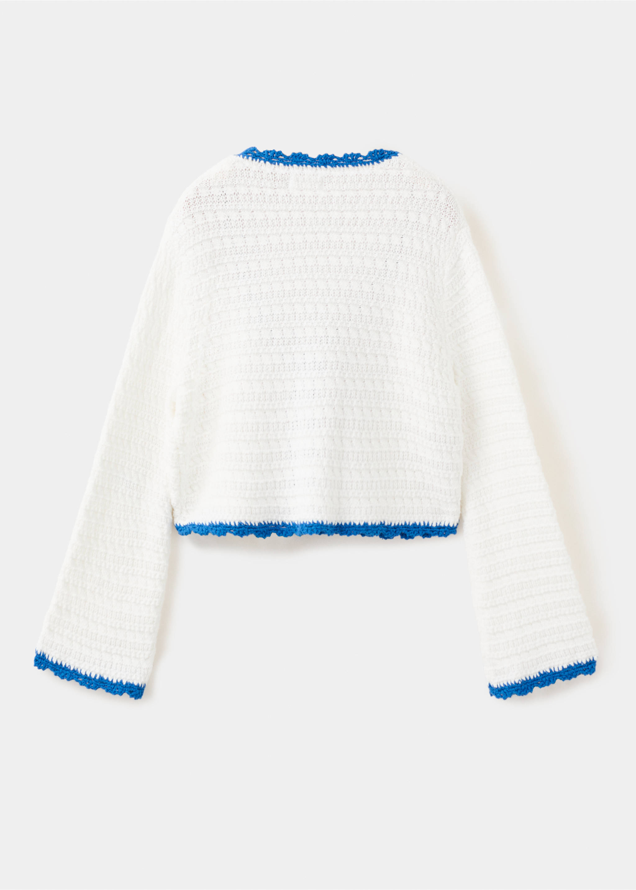 Openwork knitted cardigan with bow - Reverse of the article, Ecru. Ref: 27086733-00.