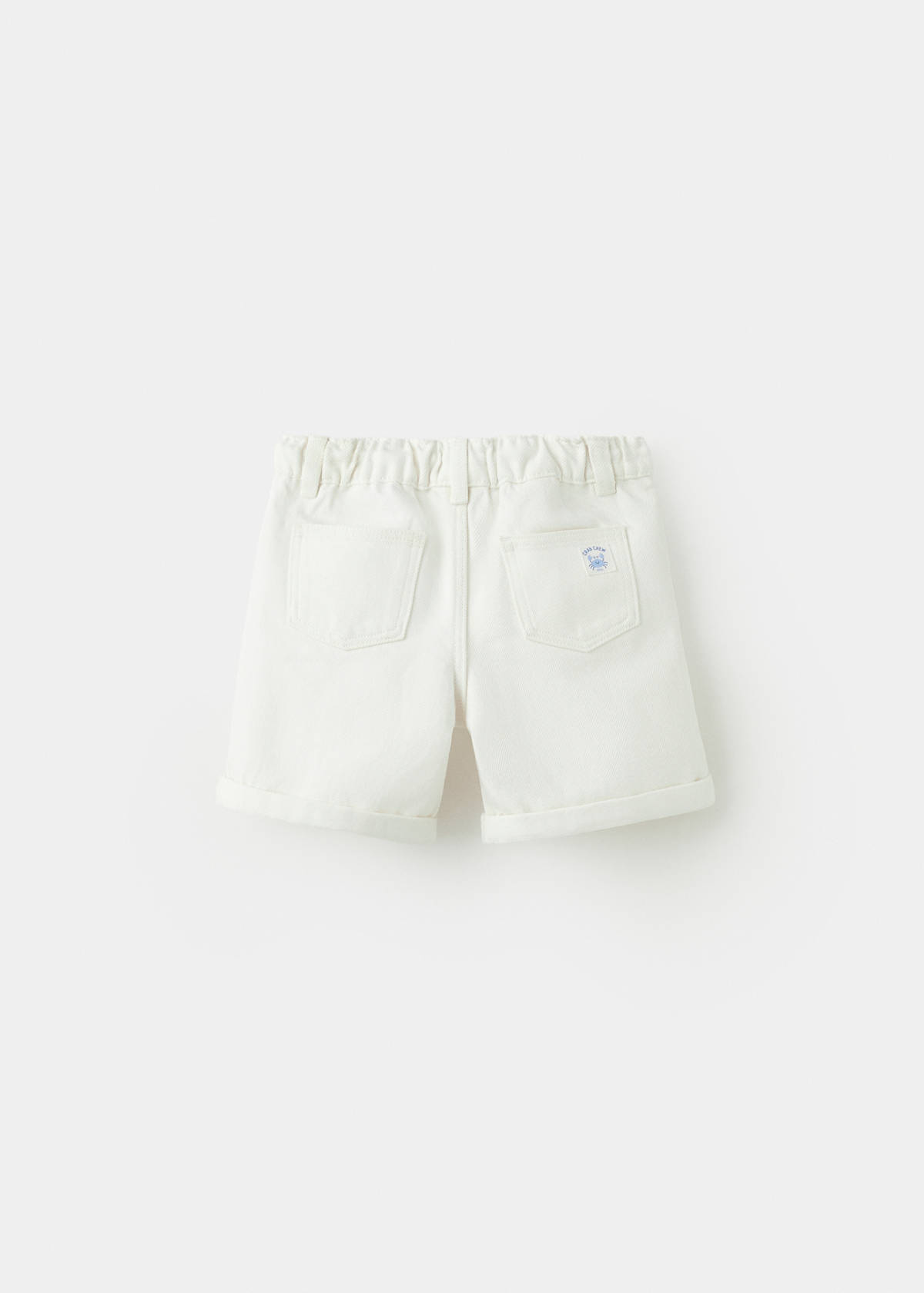 Denim turn-up bermuda shorts — White