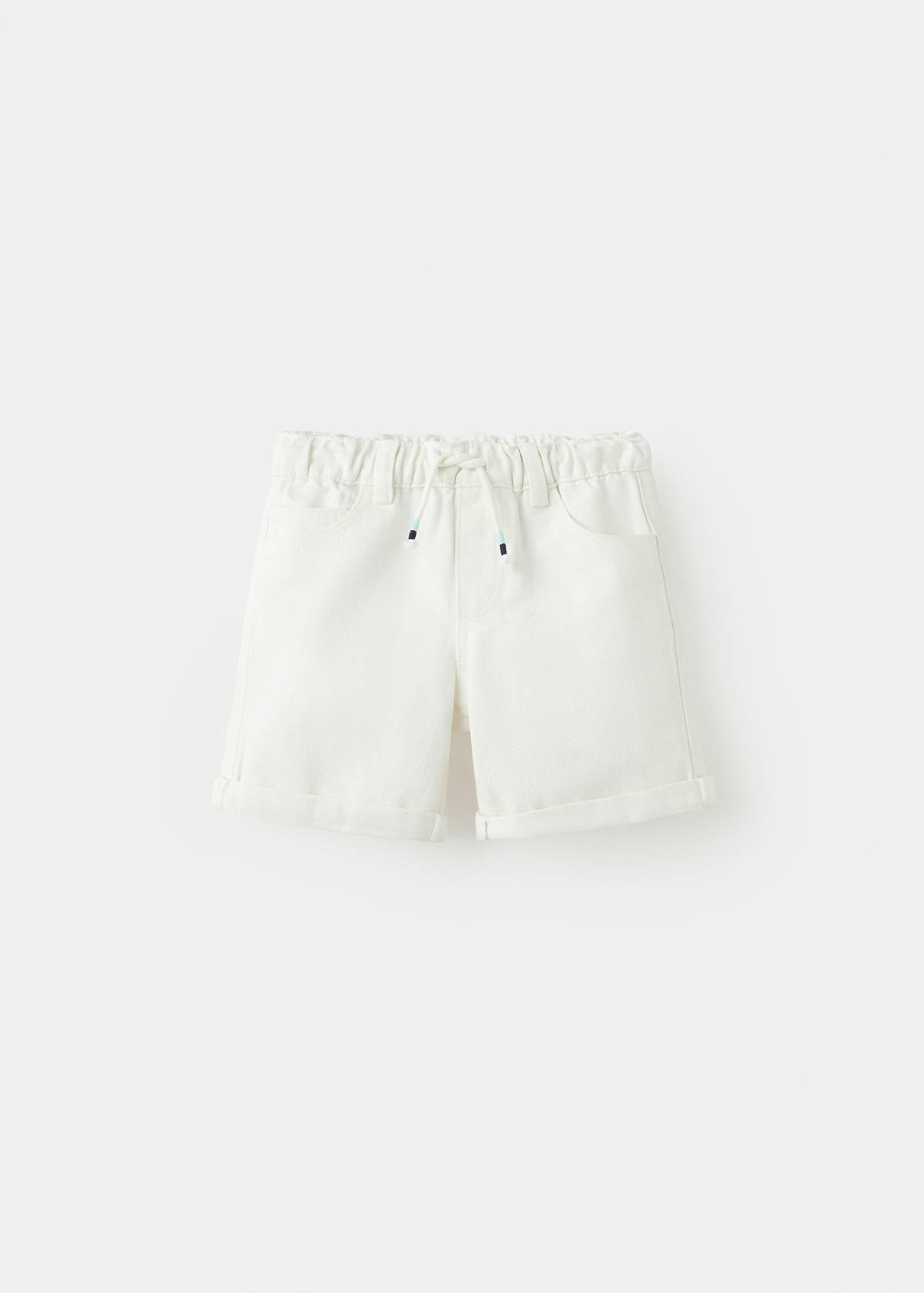 Denim turn-up bermuda shorts — White