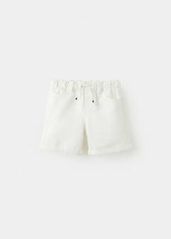 Denim turn-up bermuda shorts — White 2