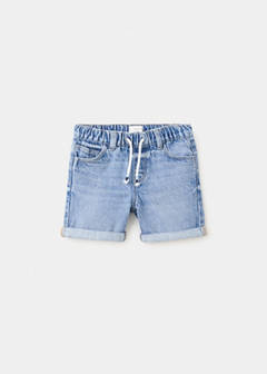 Denim turn-up bermuda shorts — Dark Blue 2