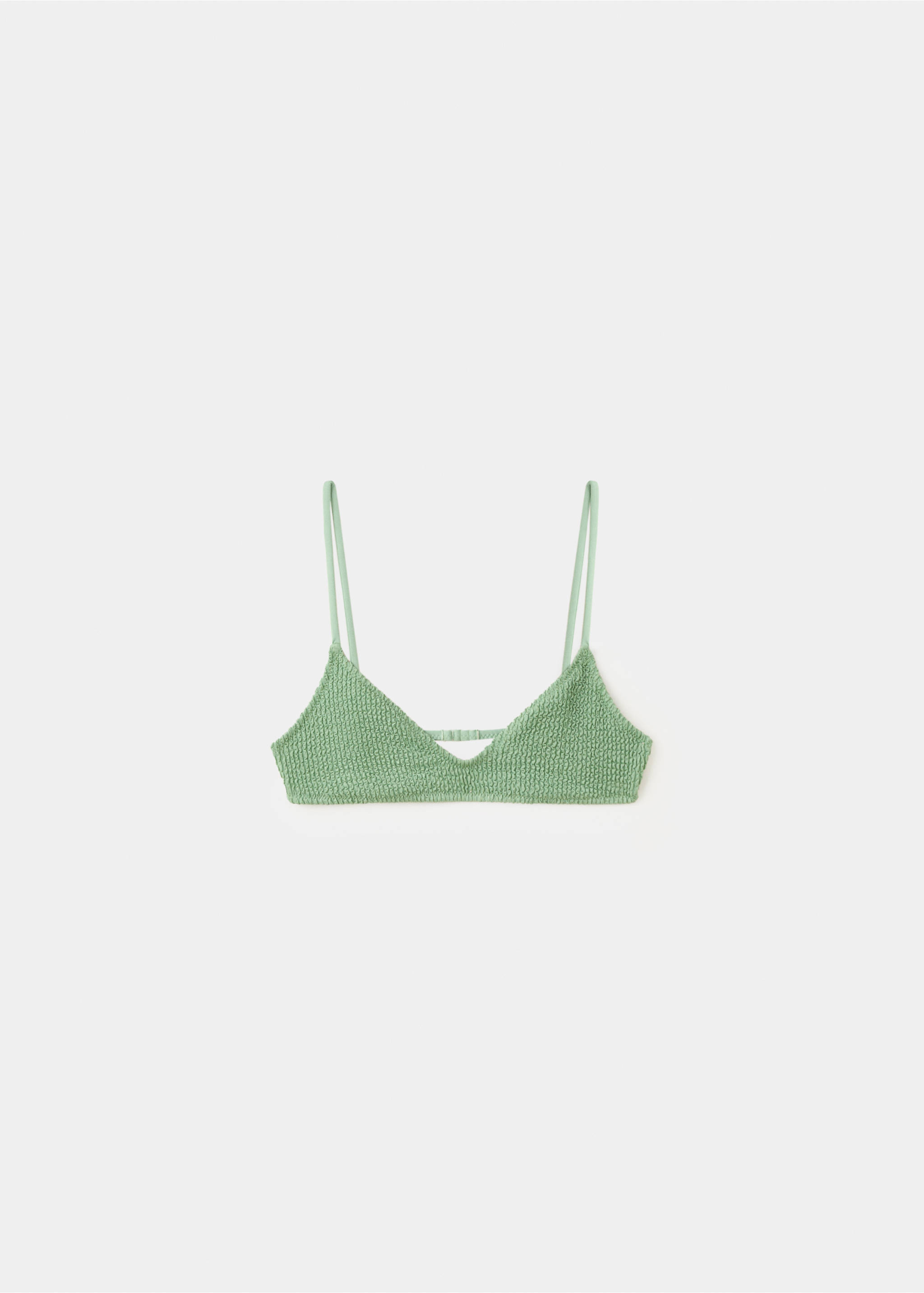 Triangular texture bikini top - Article without model, Pastel Green. Ref: 27086735-00.