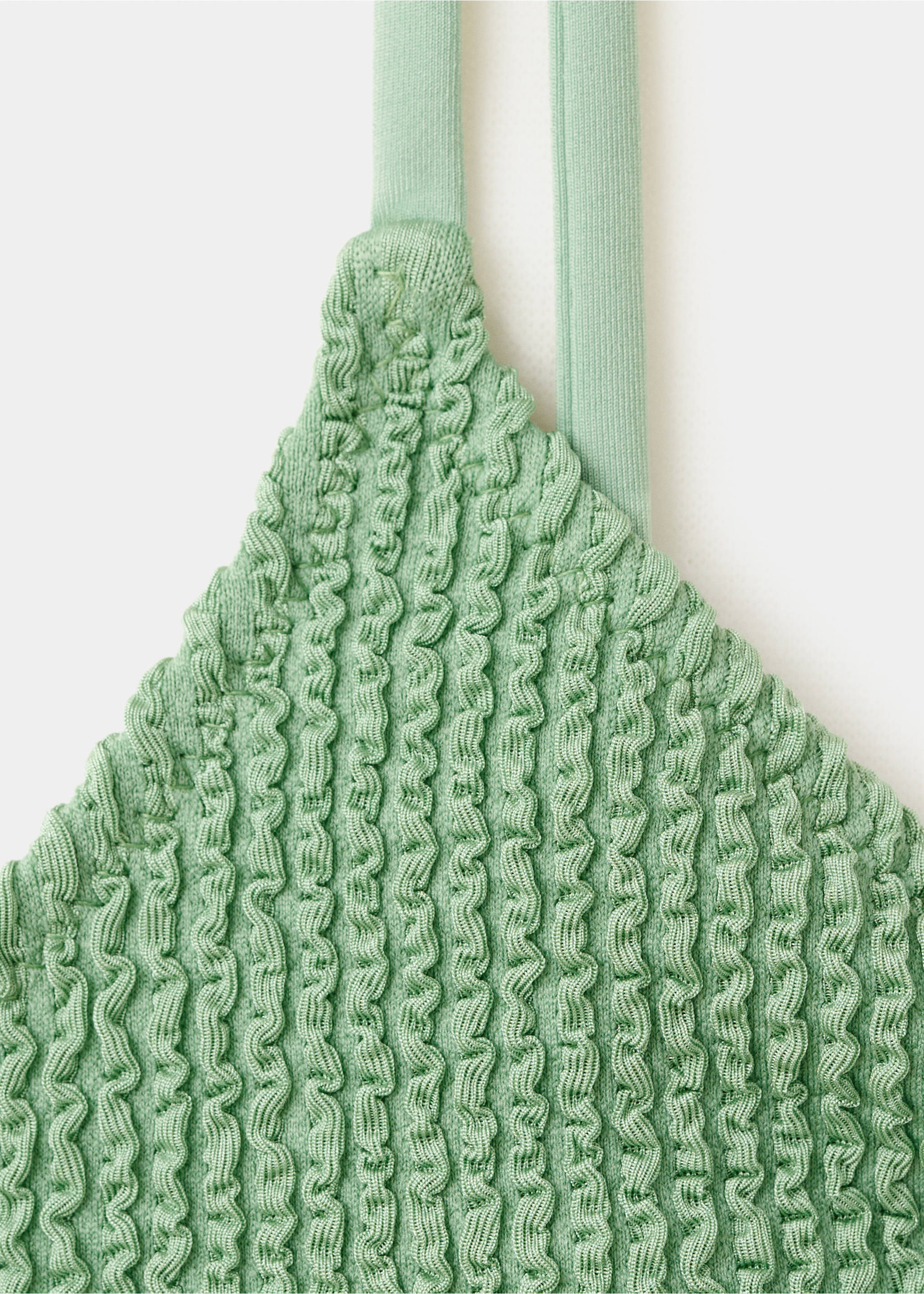 Triangular texture bikini top - Details of the article 8, Pastel Green. Ref: 27086735-00.