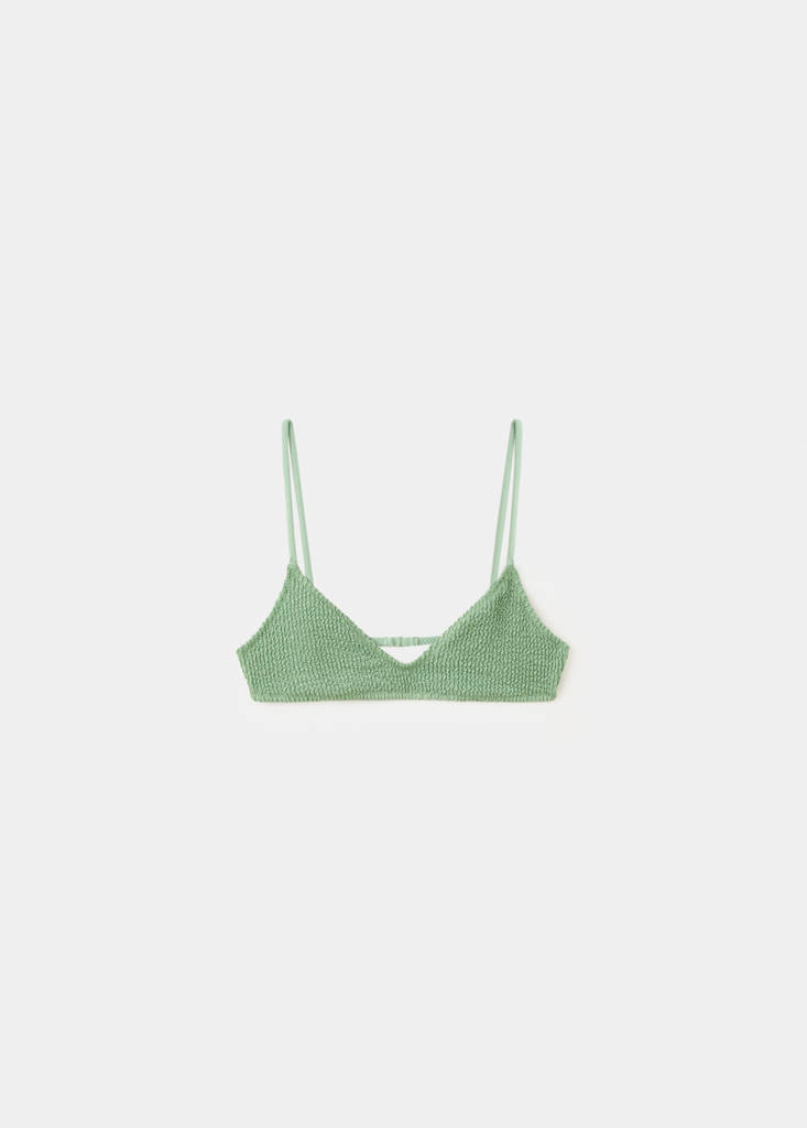 Triangular texture bikini top — Pastel Green