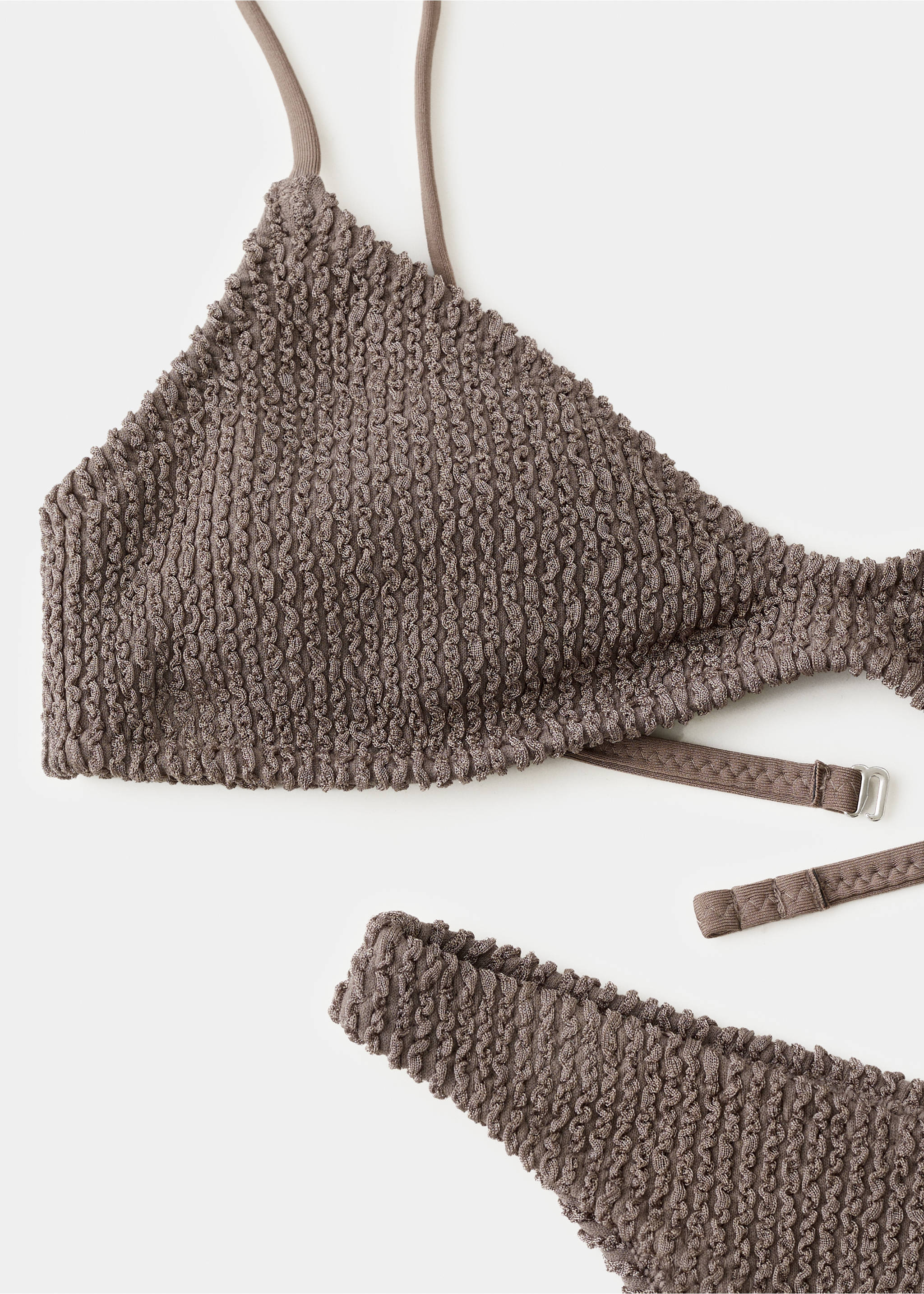 Triangular texture bikini top - Details of the article 0, Light/Pastel Brown. Ref: 27086735-00.