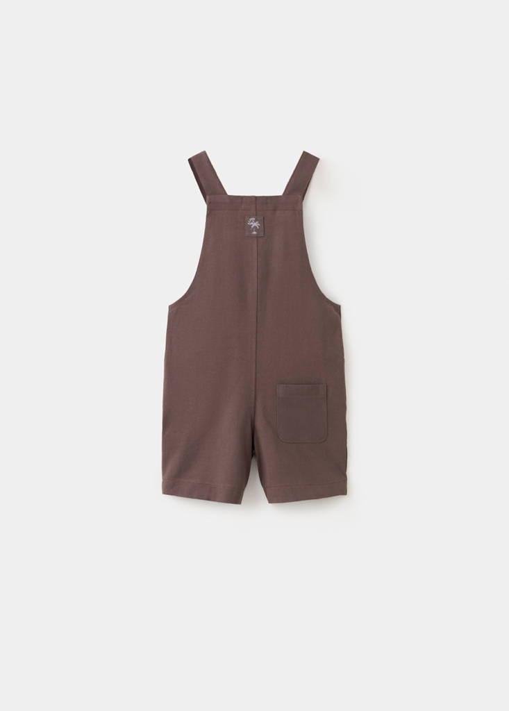 Short cotton dungarees — Brown
