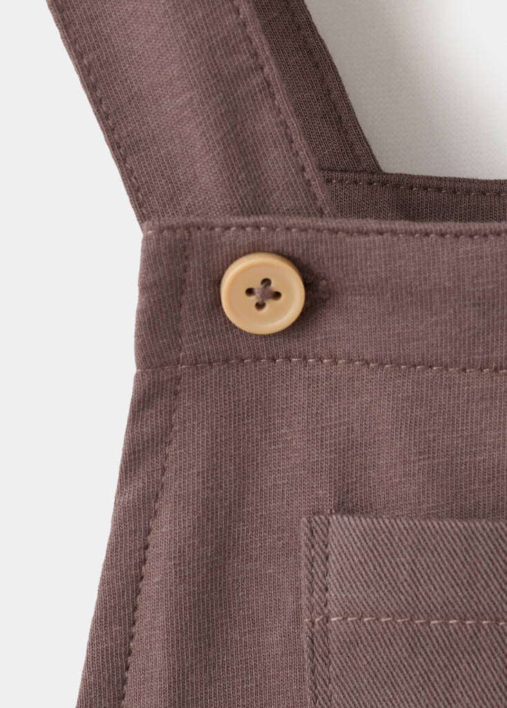 Short cotton dungarees — Brown