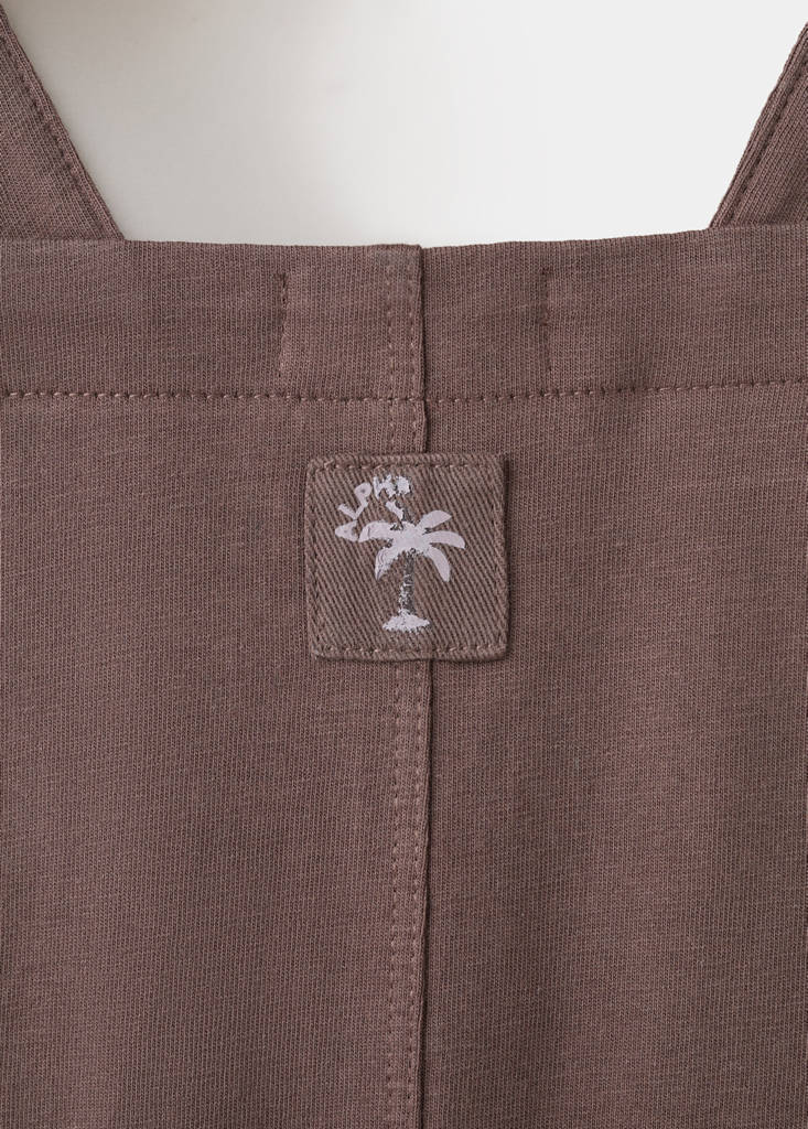 Short cotton dungarees — Brown