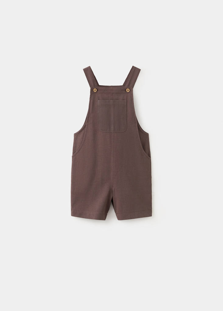 Short cotton dungarees — Brown