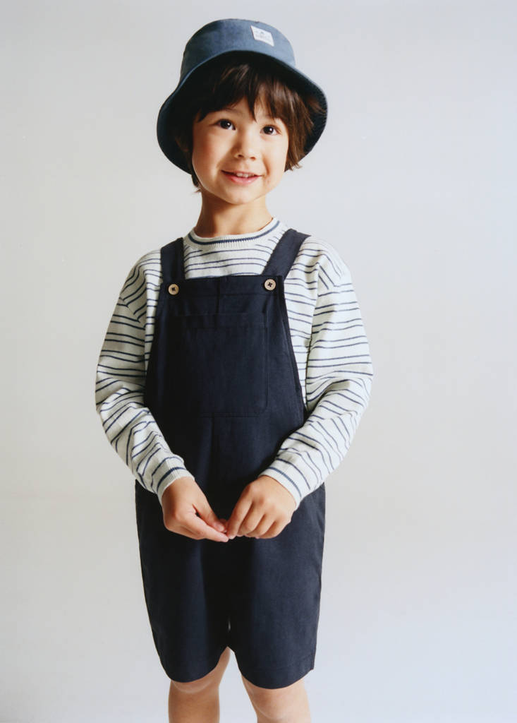 Short cotton dungarees — Navy