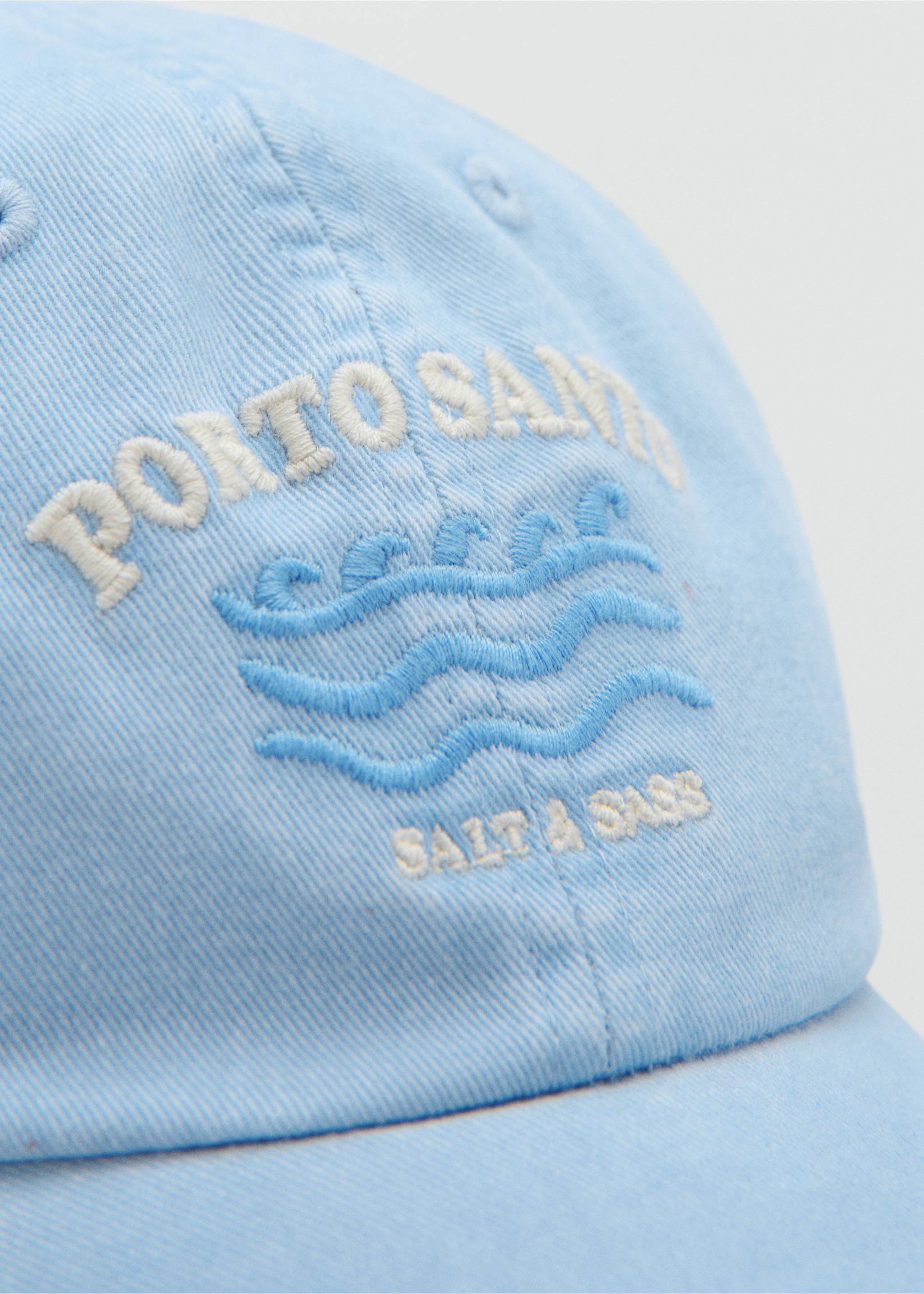 Хлопковая бейсболка с вышивкой - Деталь изделия 1, Небесно-голубой. Ref: 27086739-00.